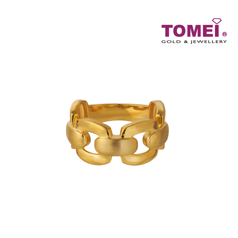 TOMEI Sturdy Linked Ring, Yellow Gold 916