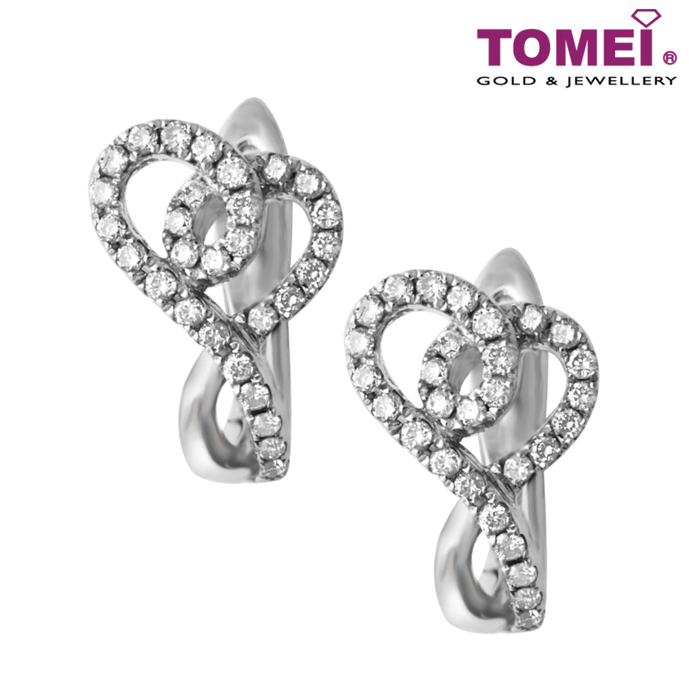 Love and Glitzy Sparkles Diamond Earrings | Tomei 375 (9K) White Gold (E1021)