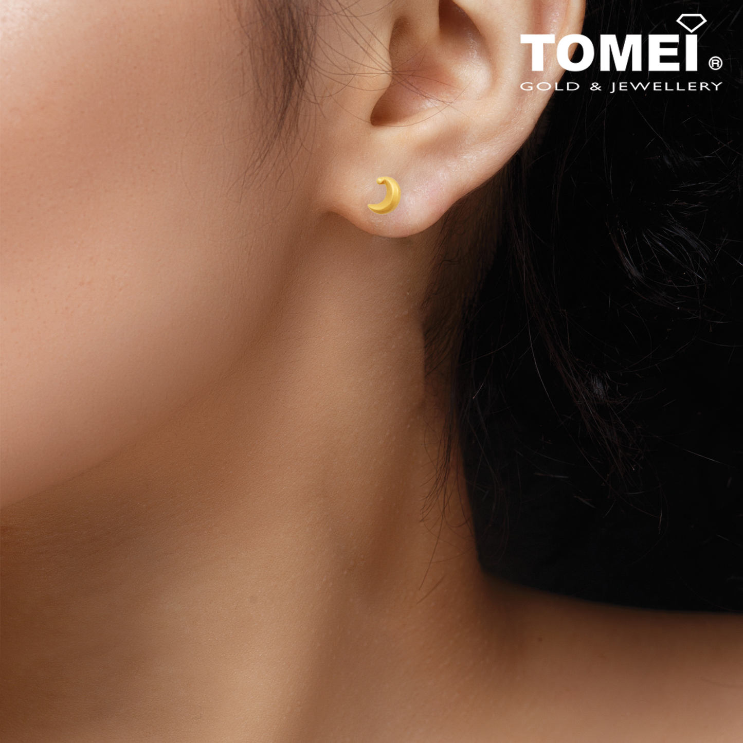 TOMEI Sun & Moon Earrings, Yellow Gold 916 (EE2841-1C)