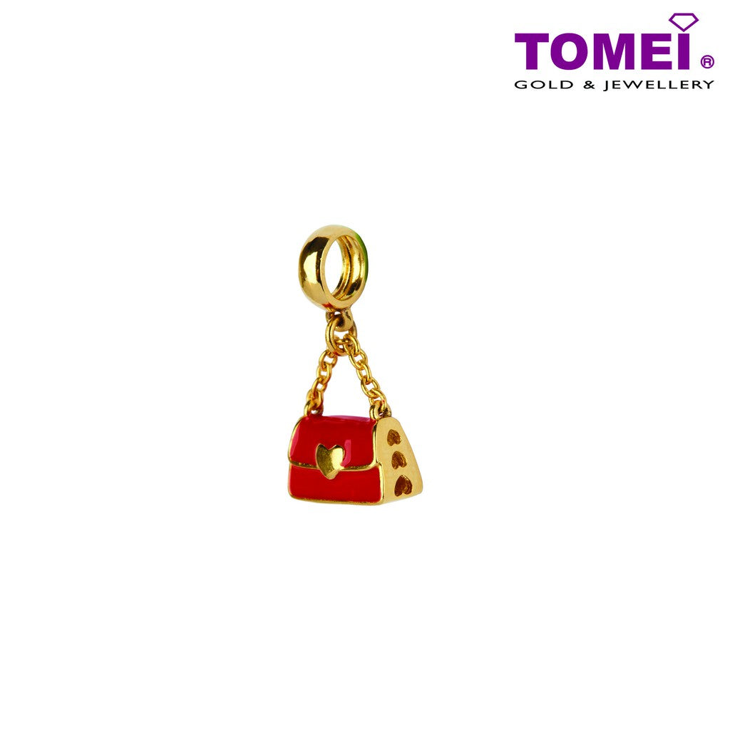TOMEI Snazzy with Sensations in Red Handbag Charm, Yellow Gold 916 (TM-YG0817P-EC)