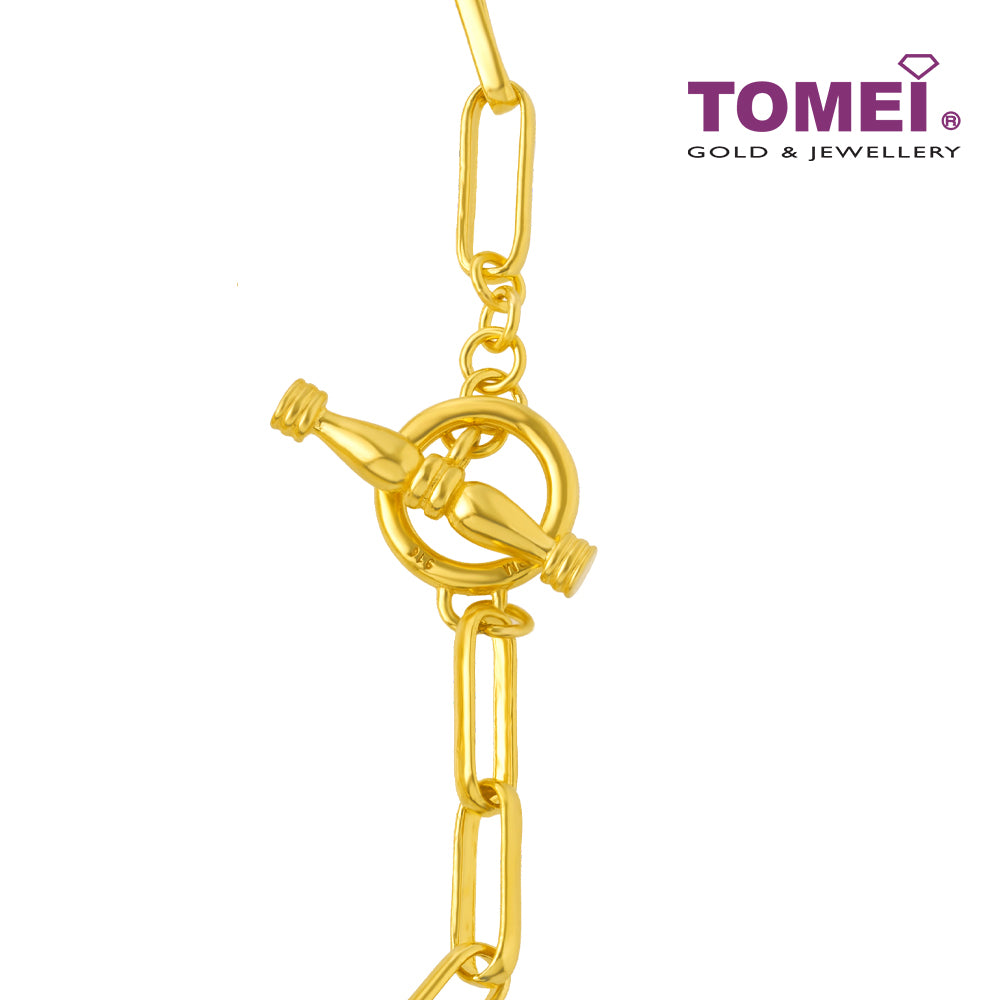 TOMEI Heart Linked Chain Bracelet, Yellow Gold 916