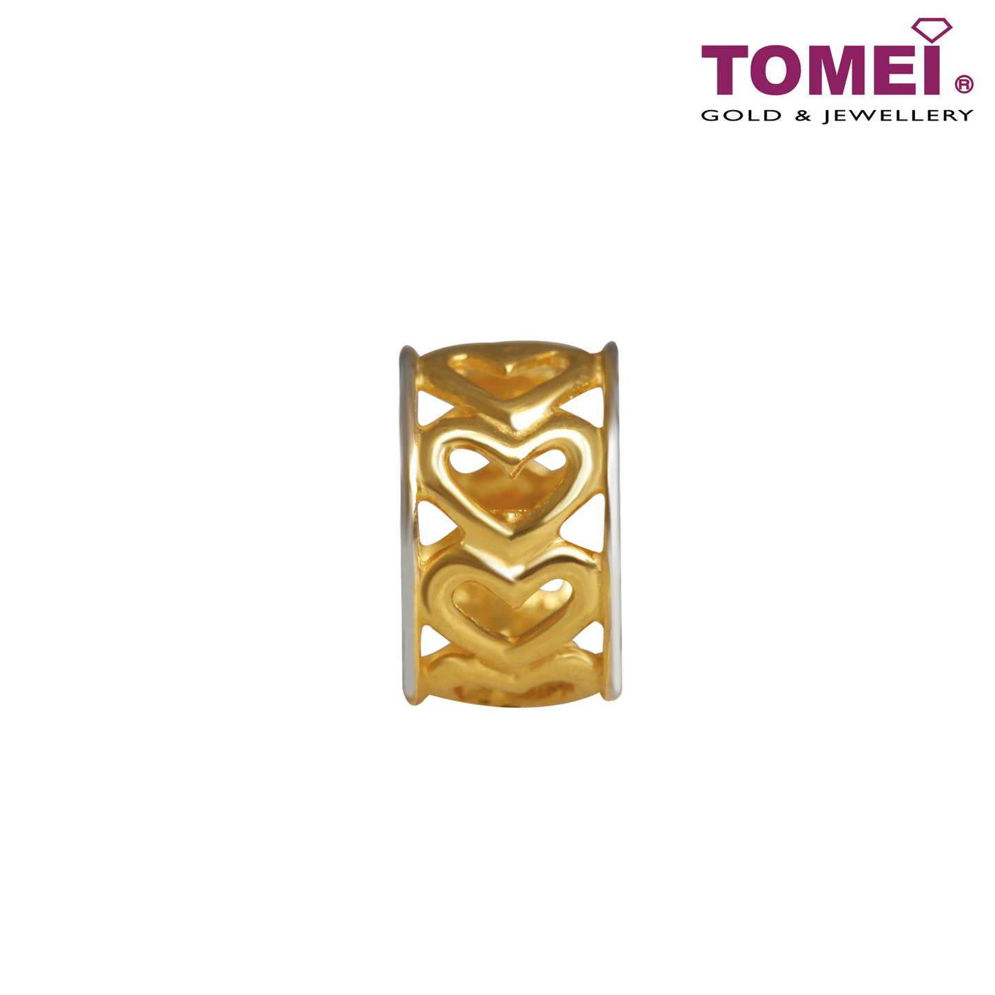 [TOMEI Online Exclusive] Dual-Tone Roll of Love 2-Way Charm Pendant, Yellow Gold 916