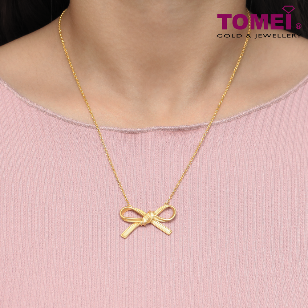 TOMEI Ribbon Bliss Necklace, Yellow Gold 916