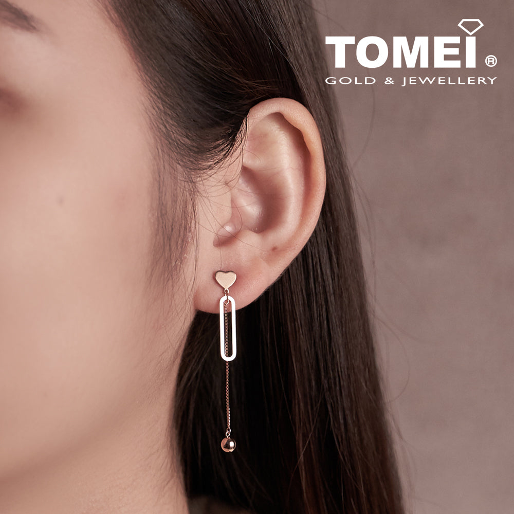 TOMEI Rouge Collection Love Dangling Earrings, Rose Gold 750