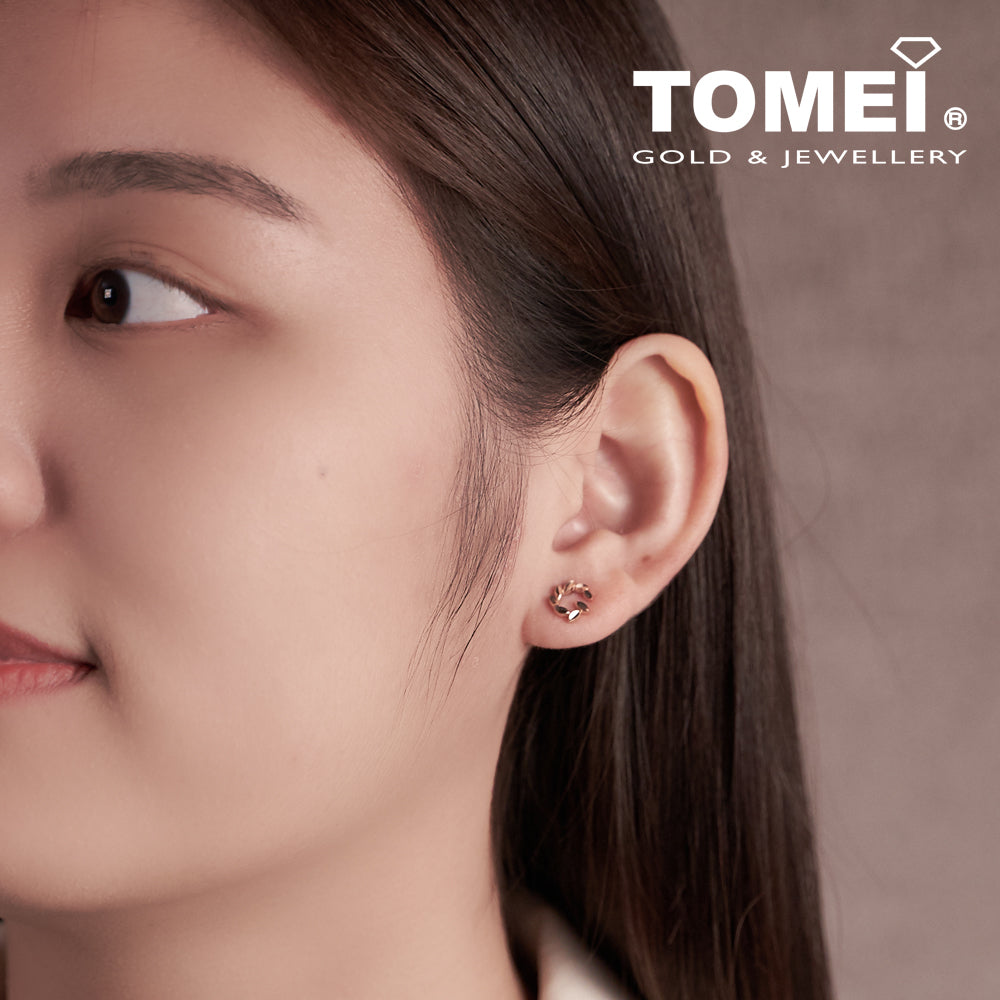 TOMEI Rouge Collection, Foliage in Circularity Earrings, Rose Gold 750 (WQ11-DS)