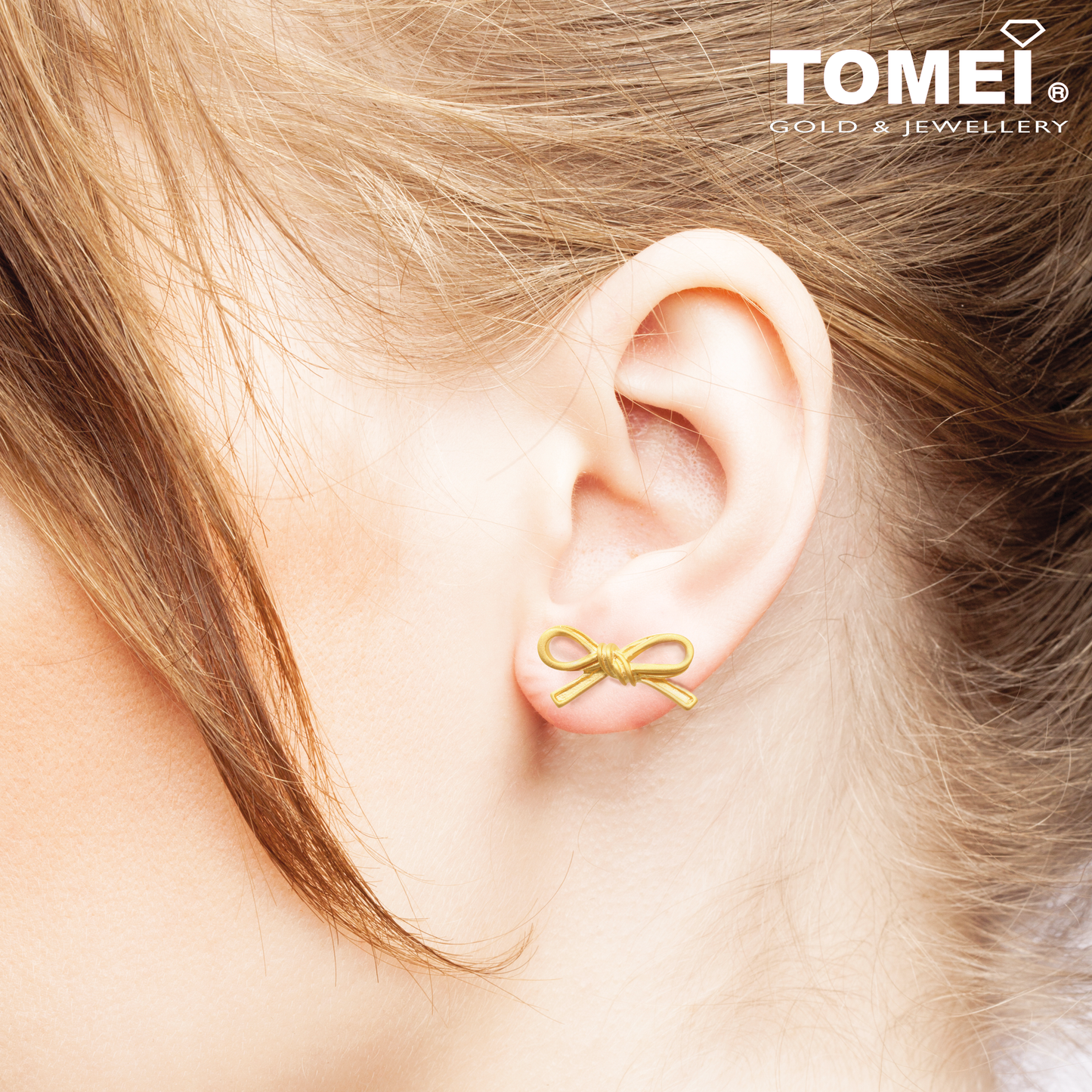 TOMEI Ribbon Bliss Earrings, Yellow Gold 916