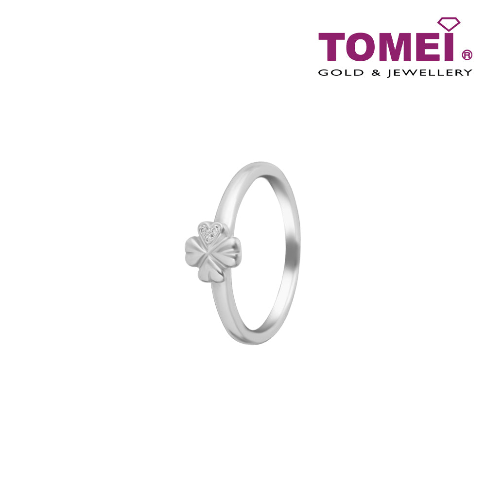 TOMEI [MIX AND MATCH] Flower Motive Ring, White Gold 375W (R4179)