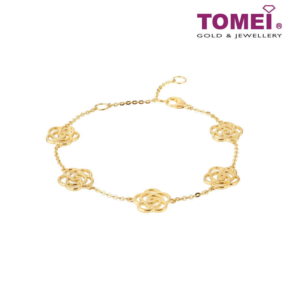 TOMEI Blossoming Roses Bracelet, Yellow Gold 916
