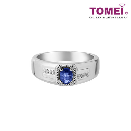 TOMEI Homme Series, Sapphire Men's Ring, Silver 925+Palladium (HOM-R4907)