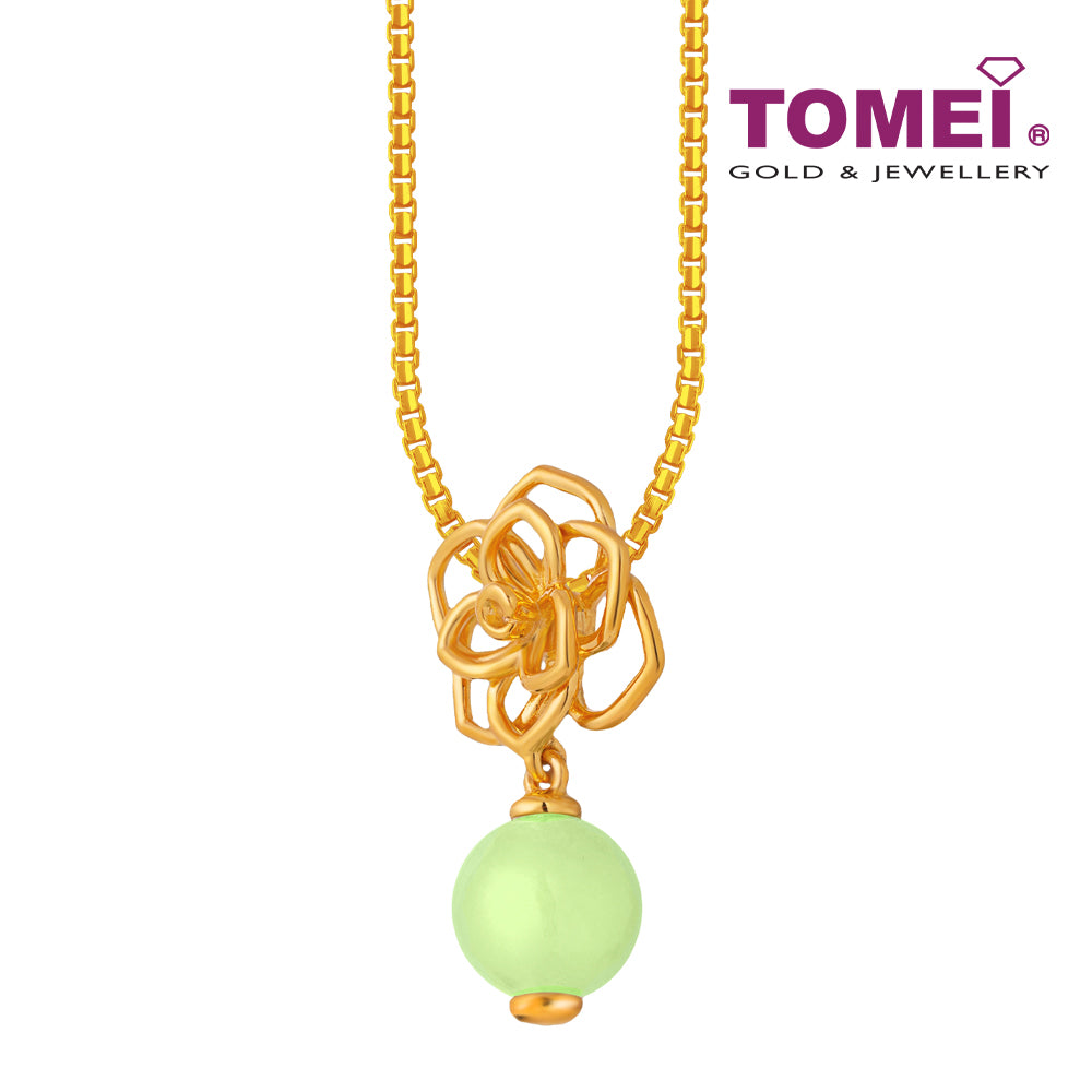 TOMEI Blossoming Jadeite Pendant, Yellow Gold 916