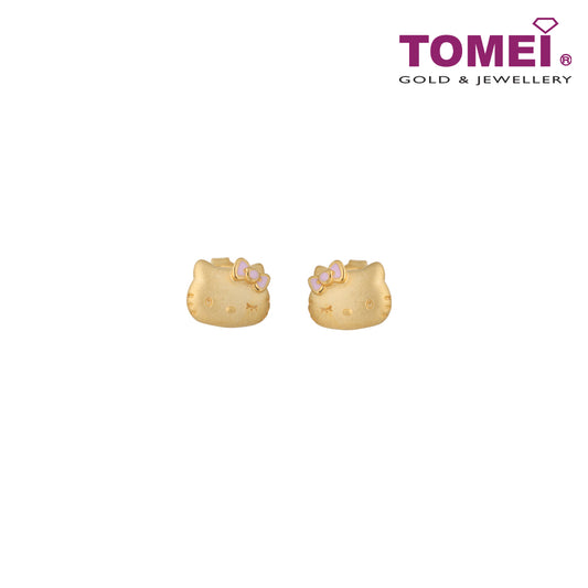TOMEI x Hello Kitty Winky Face Earrings, Yellow Gold 916 (HK-YG1195E-EC)