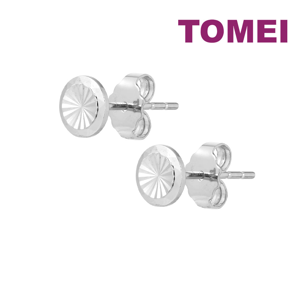 TOMEI Shining Button Earrings, White Gold 750