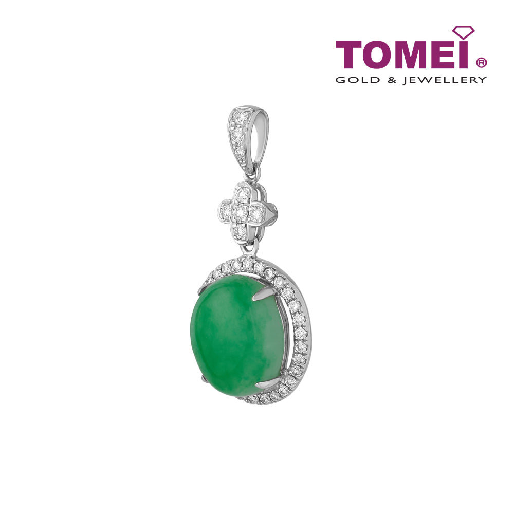 TOMEI Oval Jade Pendant | Jades of Harmony Collection | White Gold 750