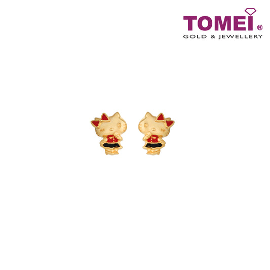 TOMEI x Hello Kitty in Red Earrings, Yellow Gold 916  (HK-YG1180E-EC-2.35G)