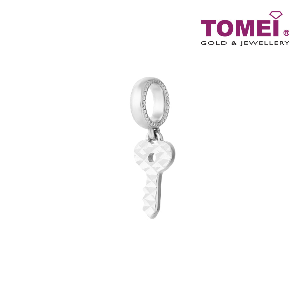 TOMEI Minimalist Key Charm, White Gold 585