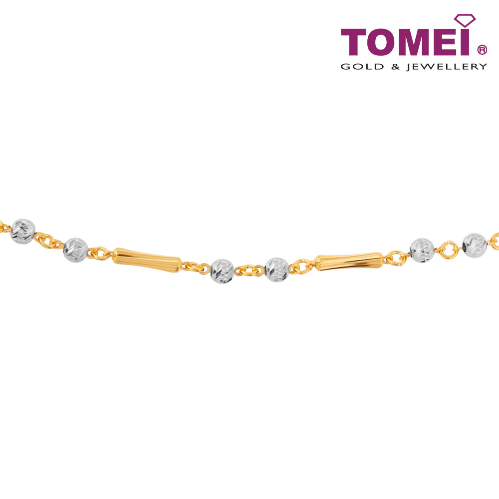 TOMEI Dual-Tune Beads and Bamboos Bracelet, Yellow Gold 916 (BB1104-E-2C)