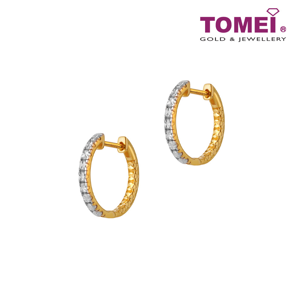 TOMEI Diamond Cut Collection Eternity Hoop Earrings, Yellow Gold 916