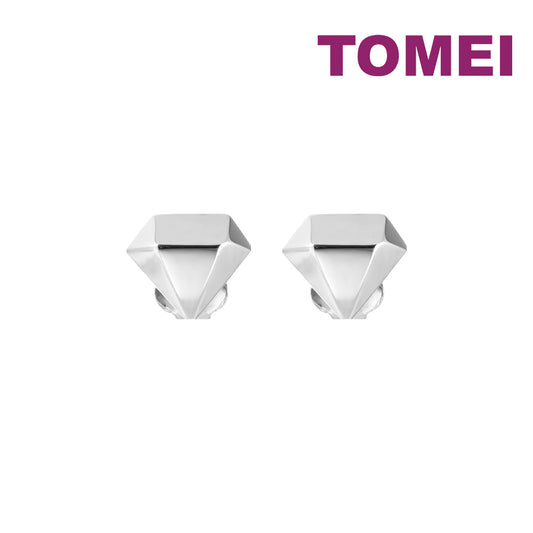 TOMEI Diamond Shape Earrings, White Gold 585