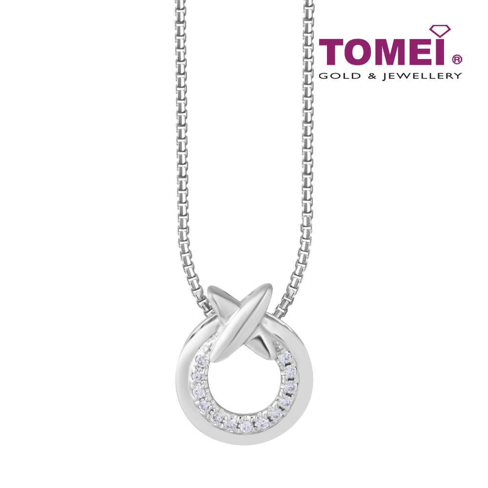 TOMEI Diamond Pendant Set, White Gold 585