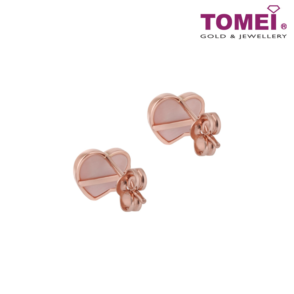 TOMEI Rouge Collection Nacre Love Earrings, Rose Gold 750