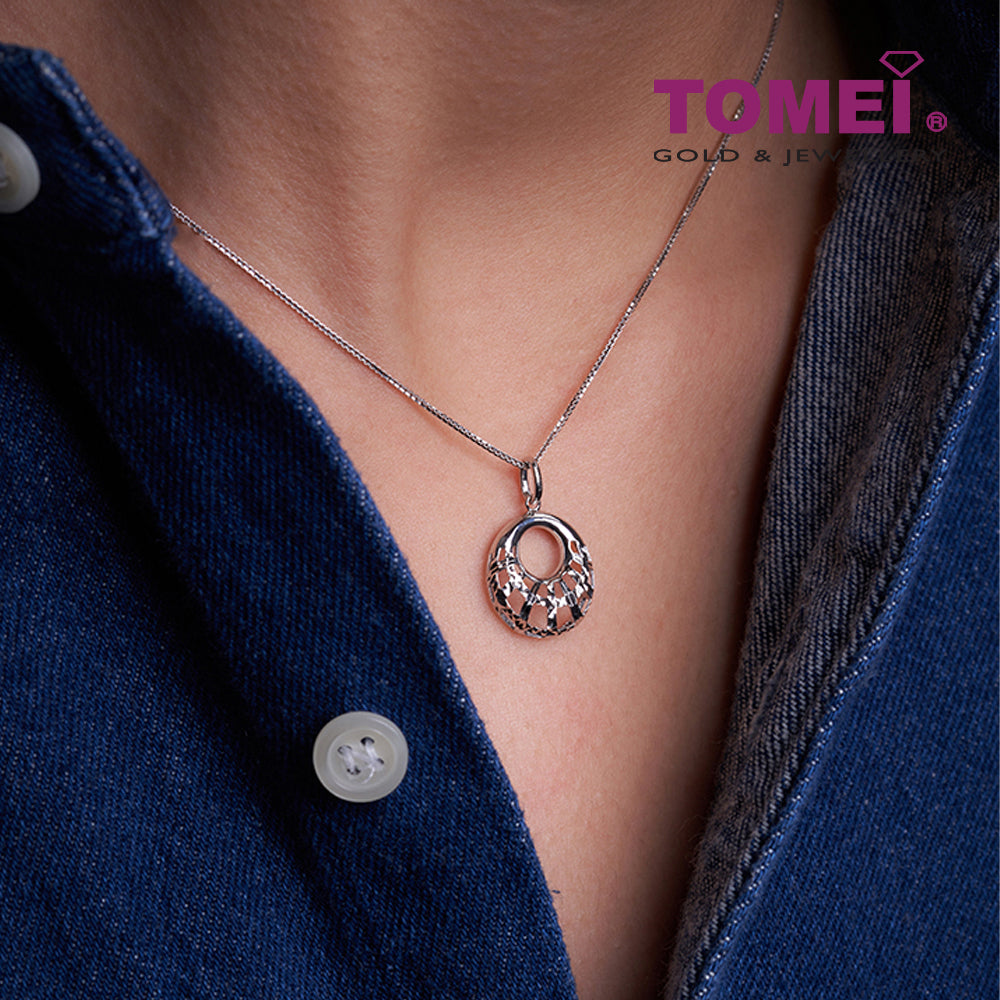 TOMEI Hollow-Out Pendant, White Gold 585