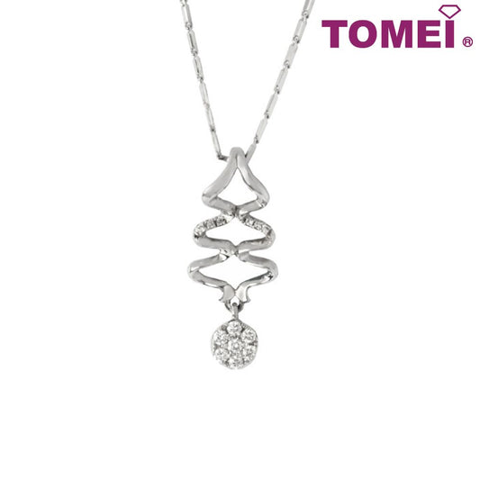 Diamond Necklace of Diamante Floral with Swirling Sensuality | Tomei White Gold 375 (9K) (P4545)