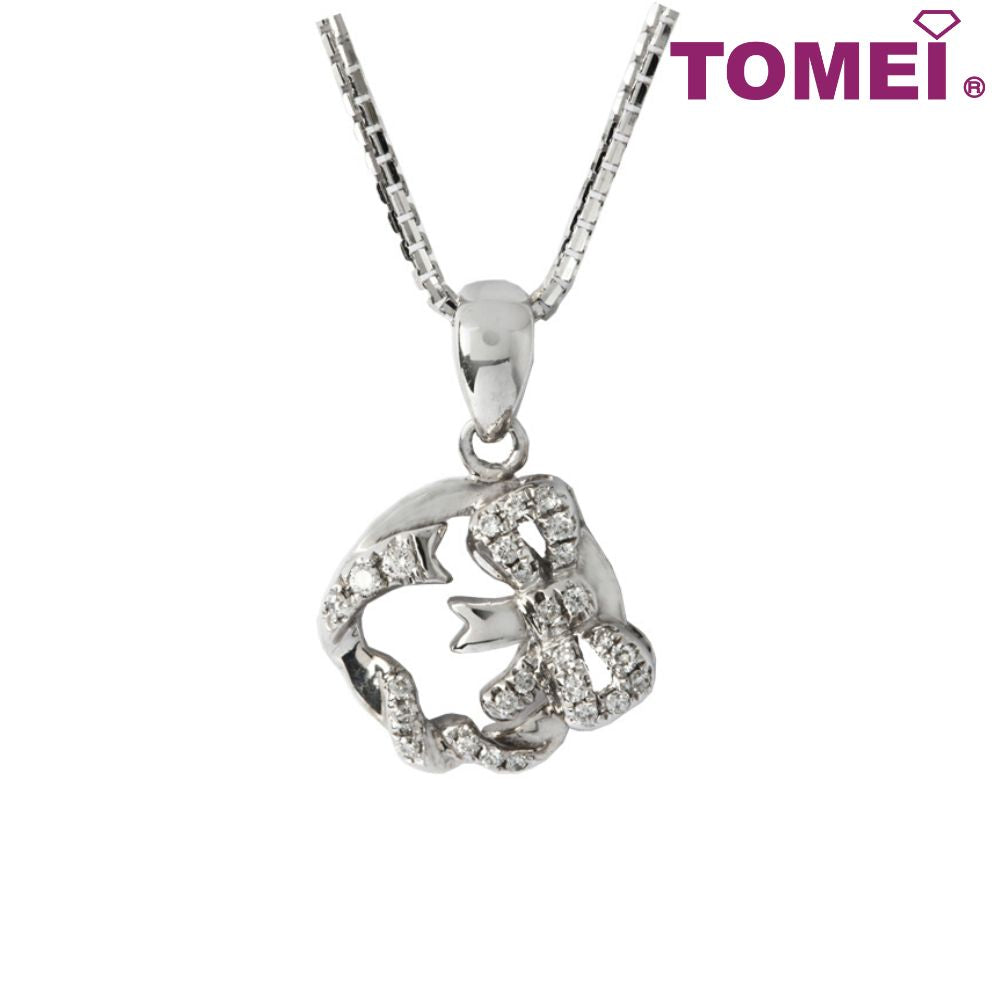 Diamond Necklace of Ribband in Elegantly Coruscating Diamantes | Tomei White Gold 375 (9K) (P5252)