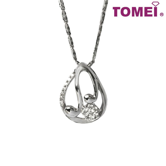 TOMEI Drop of Splendorous Glitter Diamond Necklace, White Gold 375 (P2642V)