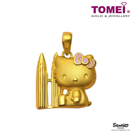 TOMEI x Hello Kitty With Twin Towers Pendant, Yellow Gold 916 (HK-YG0520P-EC-3.71G)