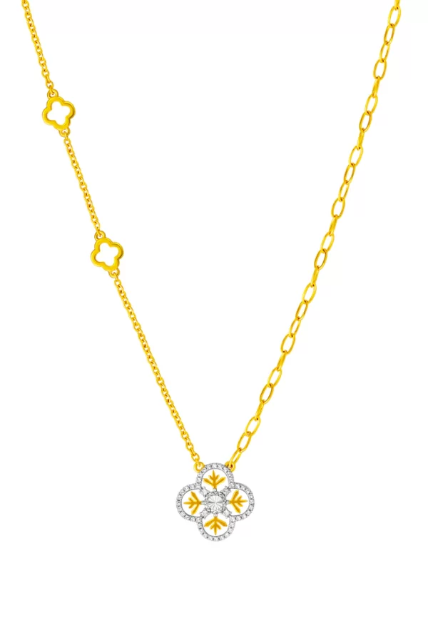 P1 TOMEI Diamond Cut Collection Snow Flake Necklace, Yellow Gold 916