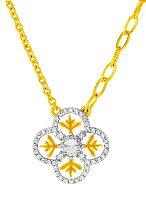 P2 TOMEI Diamond Cut Collection Snow Flake Necklace, Yellow Gold 916