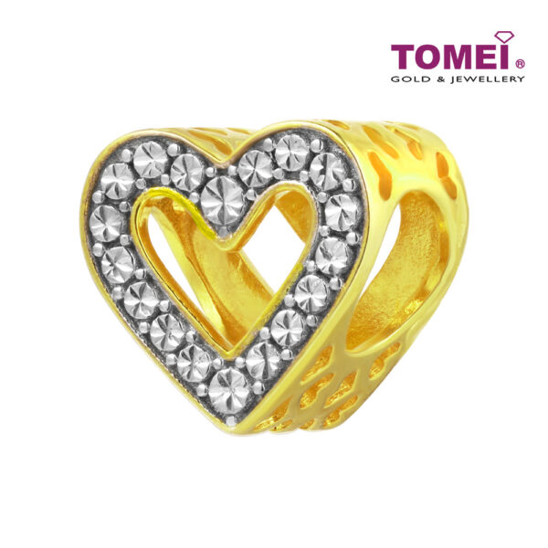 TOMEI Chomel Collection Dual-Tone Heart Charm, Yellow Gold 916