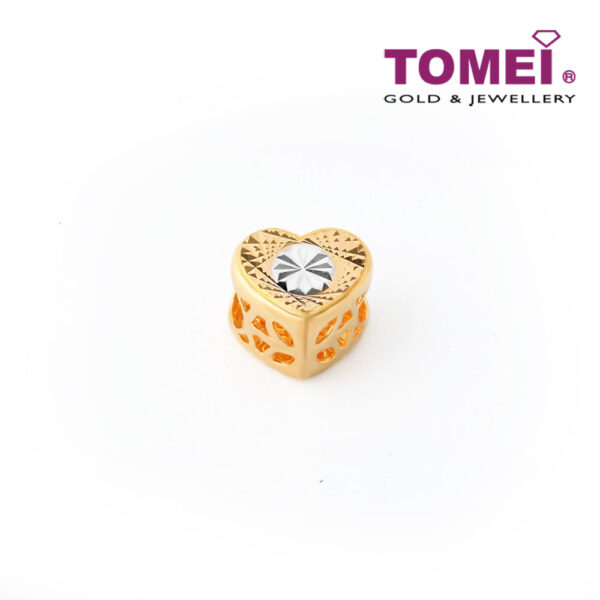 TOMEI Chomel Collection Ornately Stellar Aureate Heart Masterpiece Charm, Yellow Gold 916 (TM-PT138-2C)