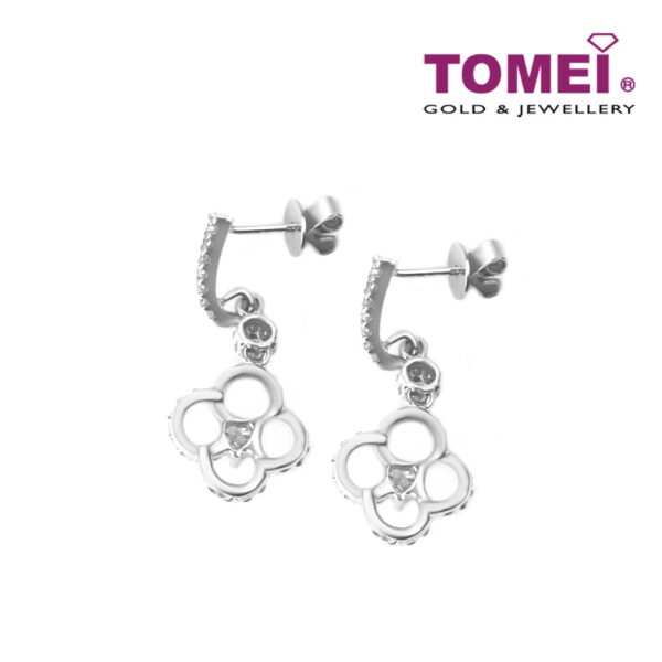 1000x1000px_DQ0021594_1 TOMEI Coruscant Clover-esque Duo Earrings, Diamond White Gold 750 (E503)