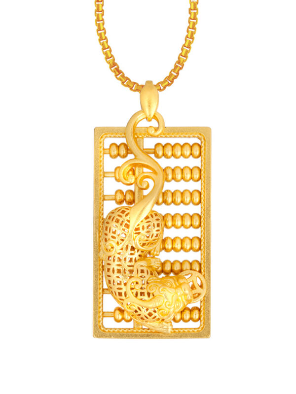 1100x762_12_0009_Layer18 TOMEI Pixiu With Abacus Pendant, Yellow Gold 999