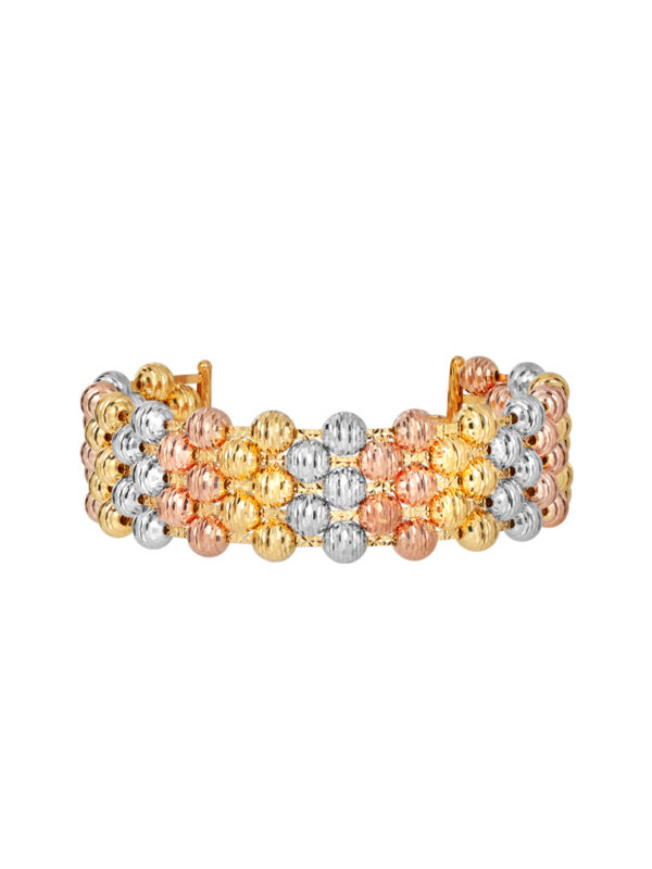 1100x762px_11April_0010_IL-BF-Q-24-3C TOMEI Lusso Italia Tri-Tone Layered Beads Bangle, Yellow Gold 916
