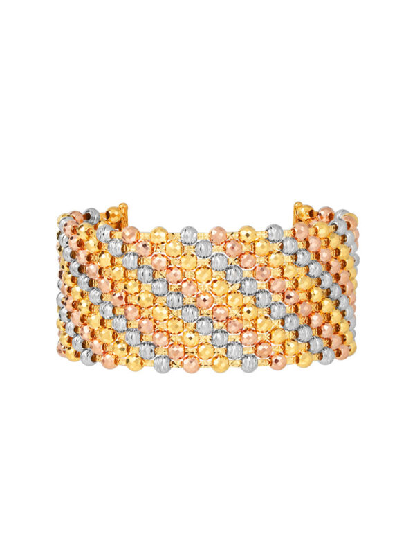 1100x762px_11April_0015_IL-BF-E-36-3C TOMEI Lusso Italia Tri-Tone Luminous Beads Bangle, Yellow Gold 916
