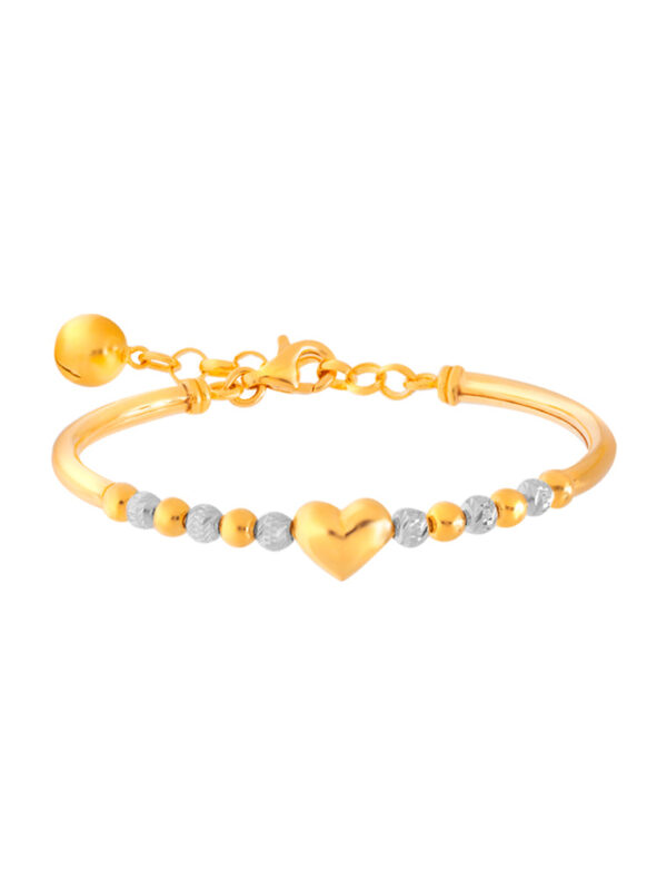 1100x762px_20Feb_0032_TZ-LB3205-2C TOMEI Kids Dual- Tone Heart and Beads Bangle, Yellow Gold 916