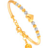 TOMEI Kids Dual- Tone Heart and Beads Bangle, Yellow Gold 916