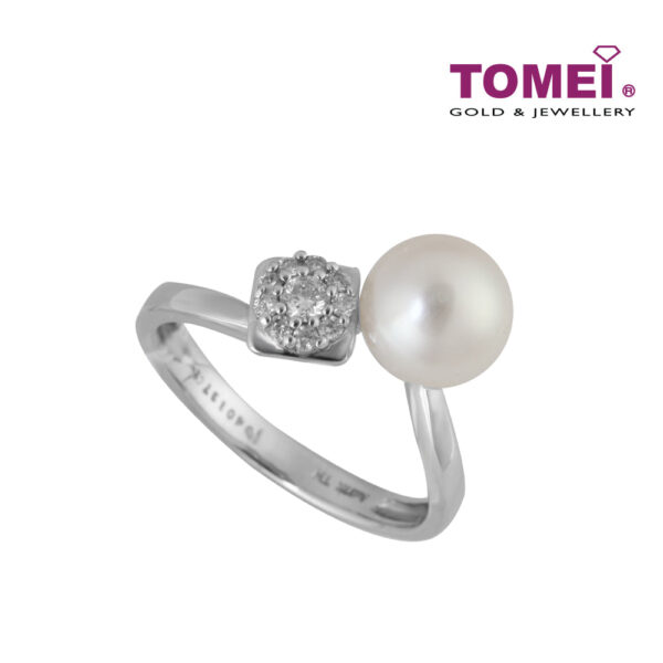 1Tomei_1000px__0002s_0002_P60000162_2 TOMEI Lustrous Flamboyance of the Seas Ring, Diamond Pearl White Gold 375 (R2020)