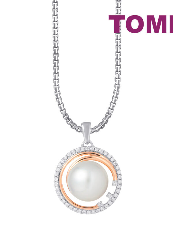 1tomei_0002s_0000_ColorBalance1copy3 TOMEI Pearl-fection Round Pendant, White+Rose Gold 750