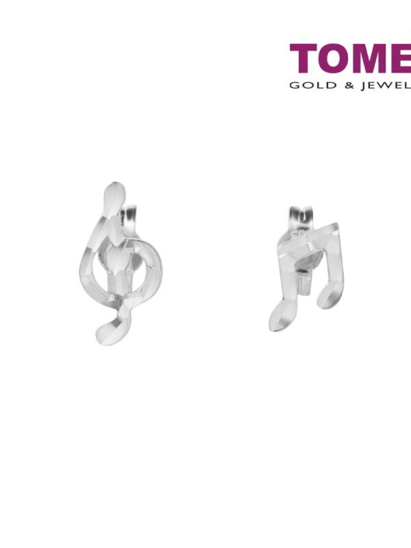 1tomei_0038_Sony_14251.psd TOMEI Melody Notes Earrings, White Gold 585
