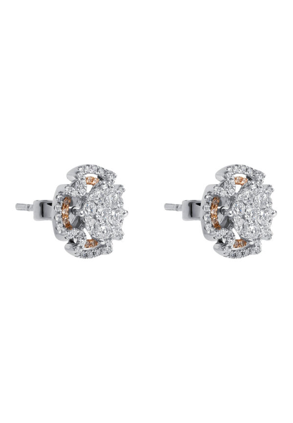 TOMEI Blooms Of Fortune Diamond Earrings, White+Rose Gold 750