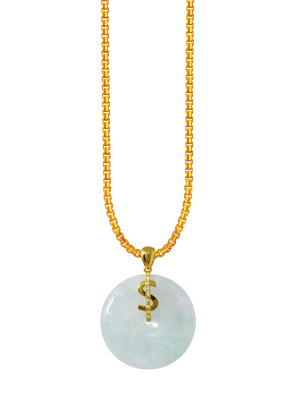 20241126095820ed32fb86b2045a0ada8a5ec90f21be44 TOMEI Money Symbol Jade Pendant, White Gold 750