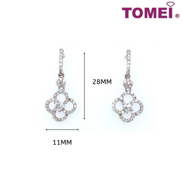 48 TOMEI Coruscant Clover-esque Duo Earrings, Diamond White Gold 750 (E503)