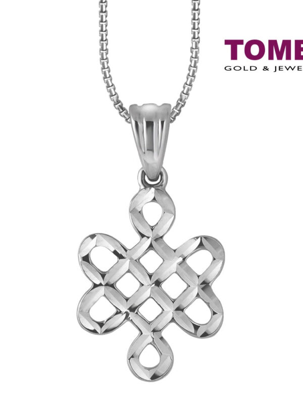 60ed4e3ac03b3452043a380e85b4881a TOMEI Crocheted Centrepiece of Knitted Pizzazz Pendant, White Gold 585 (P5549/MF299)