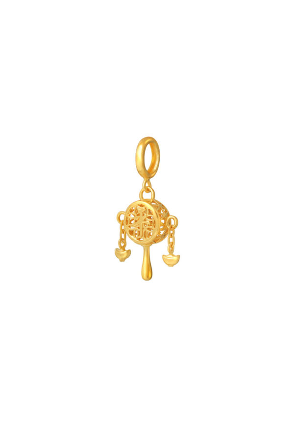 TOMEI Chomel Collection Ping An Rattle Charm, Yellow Gold 916