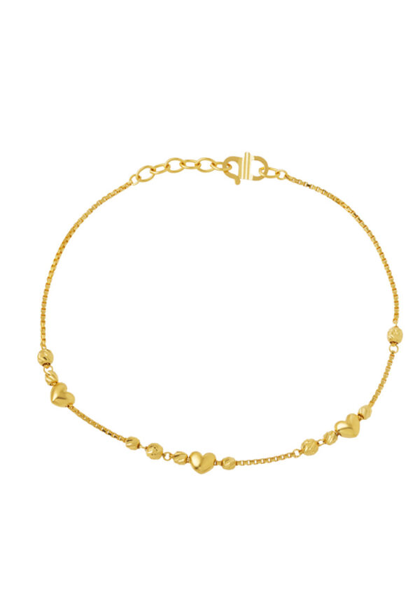 TOMEI Fluttering Hearts Bracelet, Yellow Gold 916