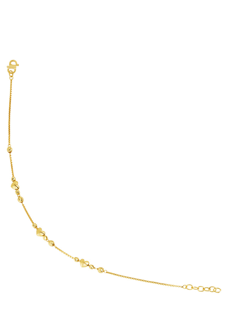 TOMEI Fluttering Hearts Bracelet, Yellow Gold 916