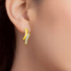 TOMEI Diamond Cut Collection Curved Line Earrings, Yellow Gold 916